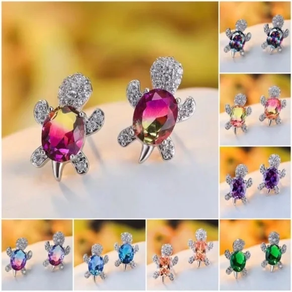 “Just Keep Swimming” Pink Gemstone Turtle Diamond Sterling Silver Gift Necklace - Picture 11 of 12